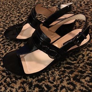 LOVELY BLACK PATTEN SANDALS